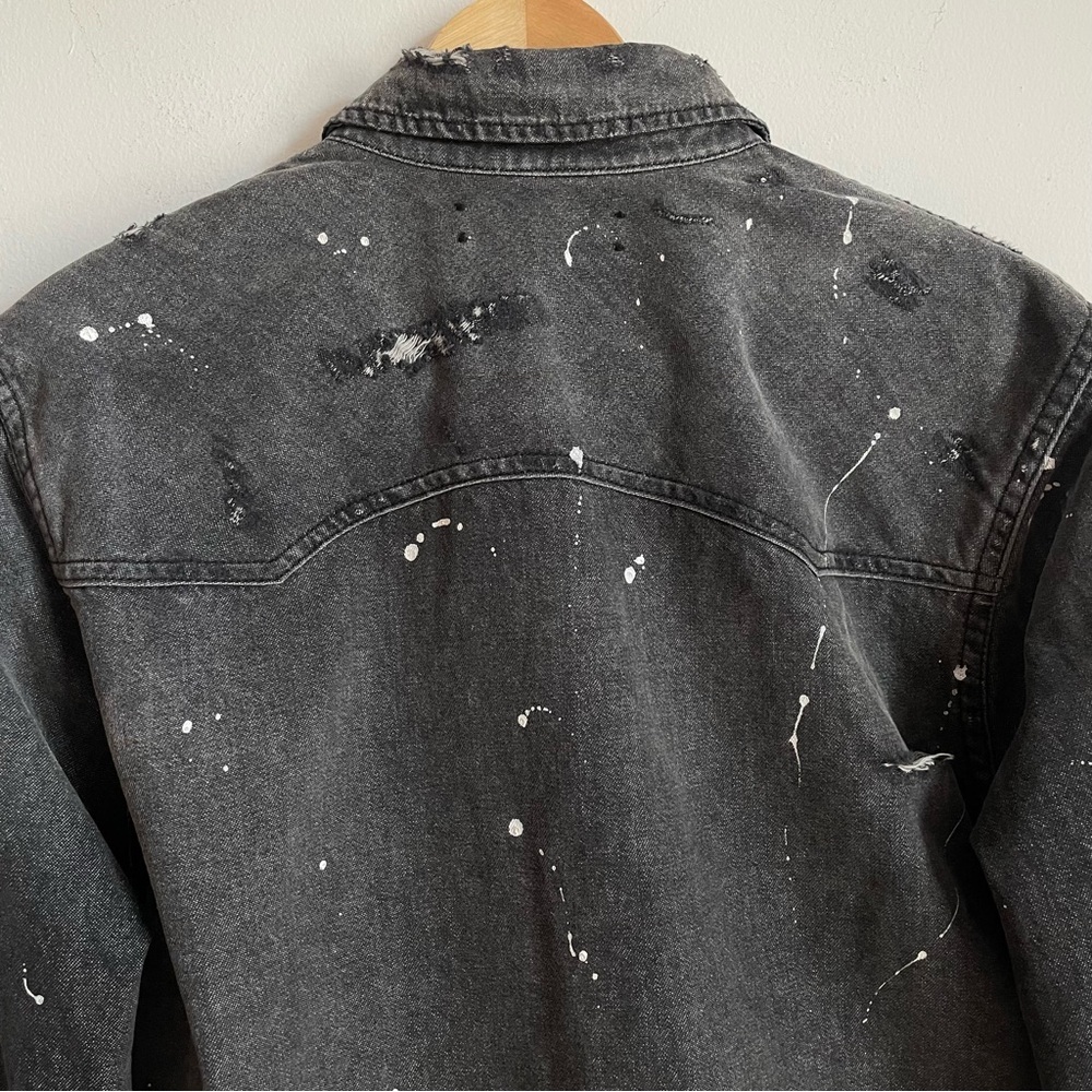 AMIRI Western Denim Paint Shirt In Black S - Picture 9 of 13